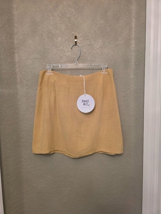 Princess Polly Dresses & Skirts - Princess Polly Selby Lemon Linen Blend Mini Skirt 8 NEW Lightweight